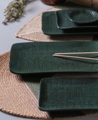 7" Stoneware Rectangular Juta Platters, Set of 4