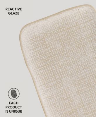 10.63" Stoneware Medium Rectangular Juta Platters, Set of 4
