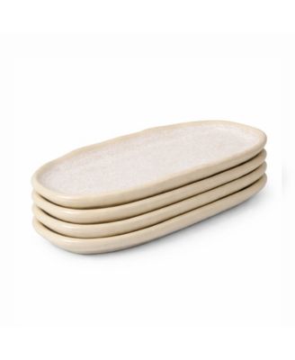 Stoneware Shallow Oval Platters, Set of 4