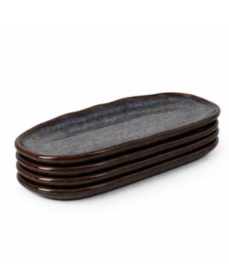 Stoneware Shallow Oval Platters, Set of 4