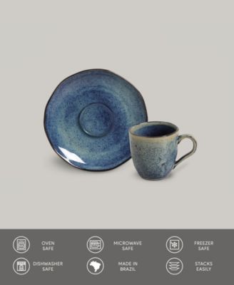 Stoneware Coffee Cup and Saucer Set, Service for 6