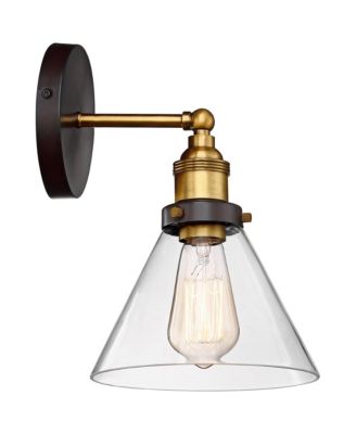 Burke Industrial Modern Wall Light Sconces Set of 2  Hardwire LED Clear Glass for Bedroom Bathroom Home