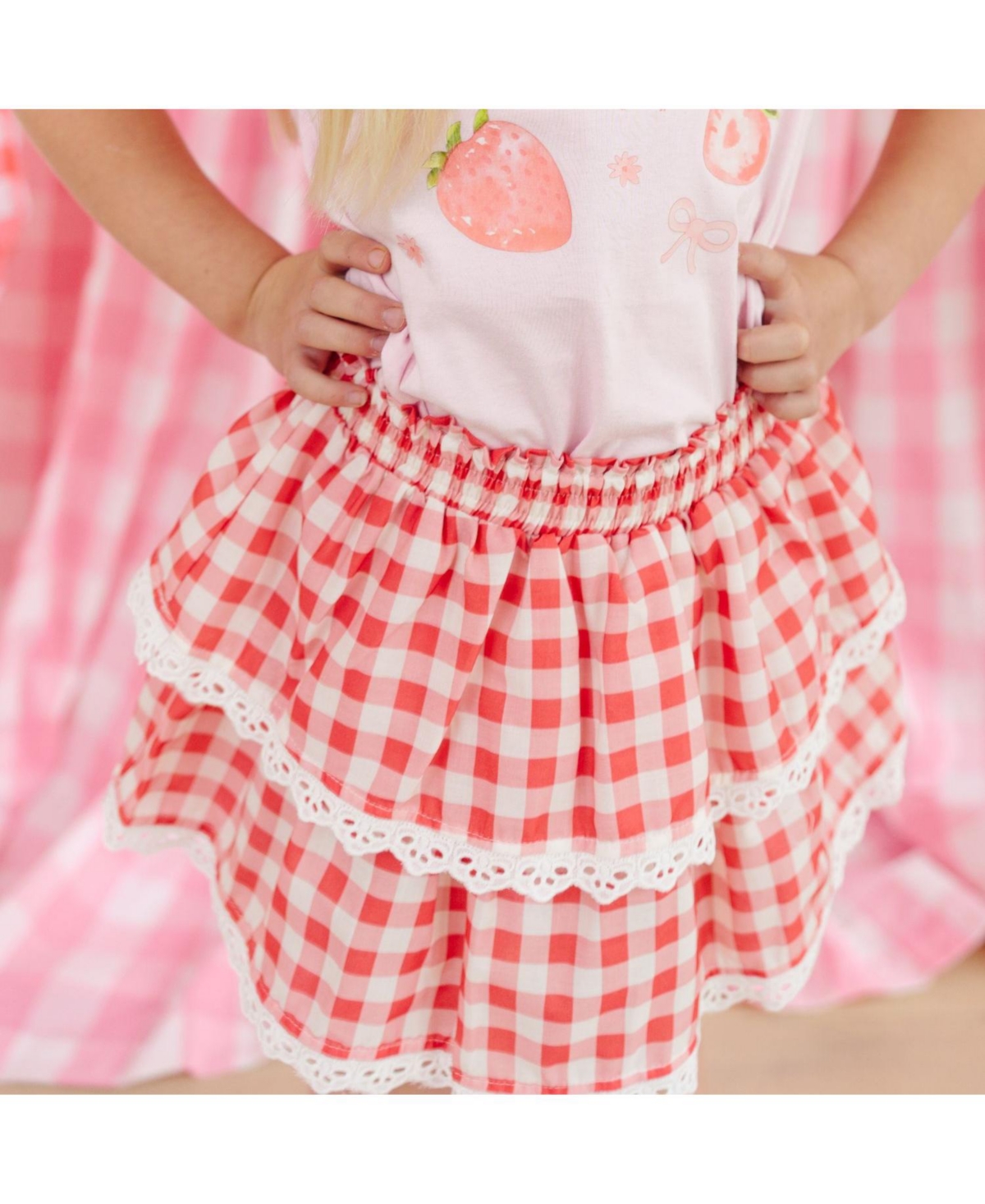 Sweet Wink Big Girls Red Gingham Skort