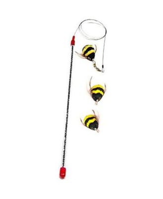Da Bee Teaser Wand Two Extra Attachments Flexible Wire Interactive Cat Toy Value Pack