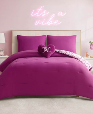 Plush Reversible Leopard Hearts 4-Pc. Comforter Set, Full/Queen