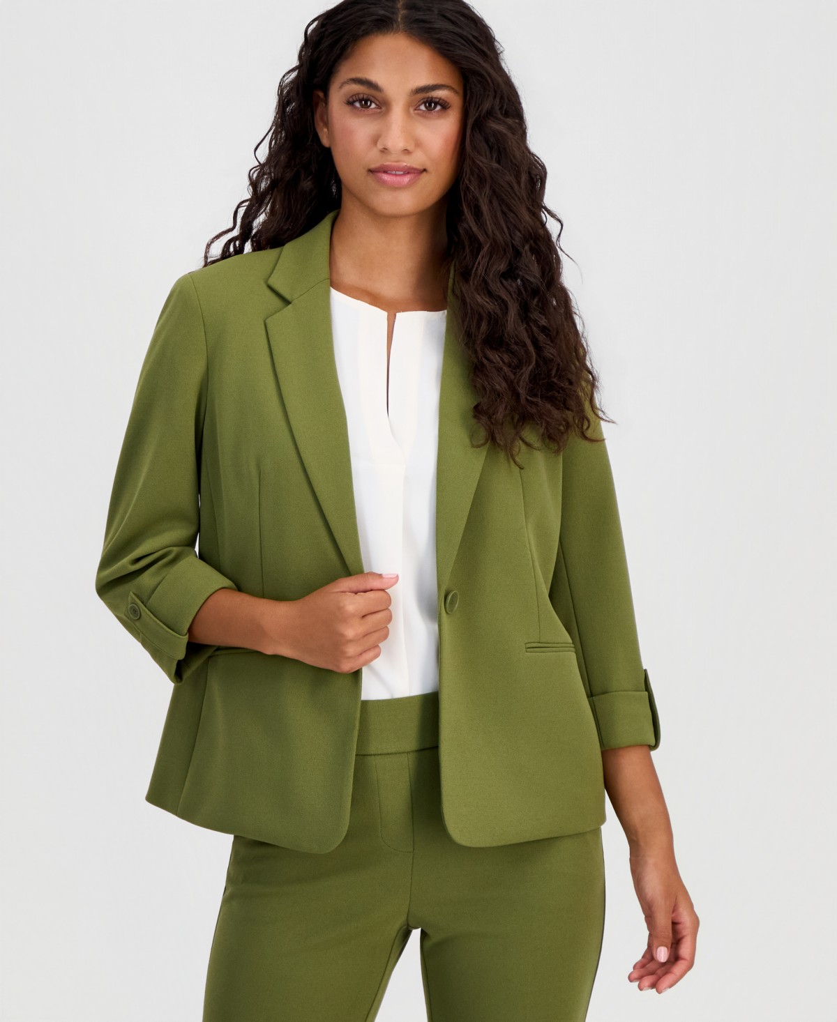 Женские Anne Klein Essentials Petite 3/4-Sleeve One-Button Blazer — фото 1