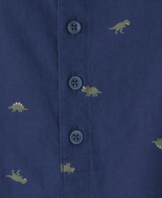 Baby Boys' Linen-Blend Short-Sleeve Romper