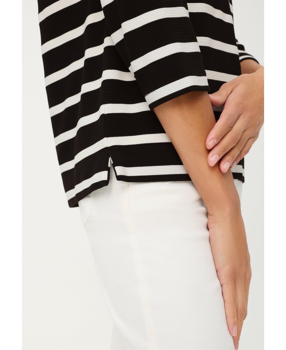 Olsen Women's Striped Rib Knit Jersey Top