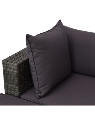 5pc Outdoor Wicker Furniture Set, Table, 3 Seats, Charcoal