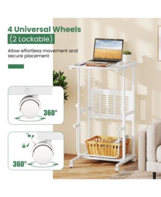 Height Adjustable Mobile Computer Desk, 27-38.5 in