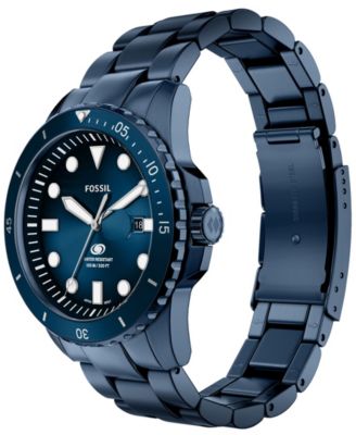 Men's Fossil Blue Dive Three-Hand Navy Stainless Steel Watch 42mm