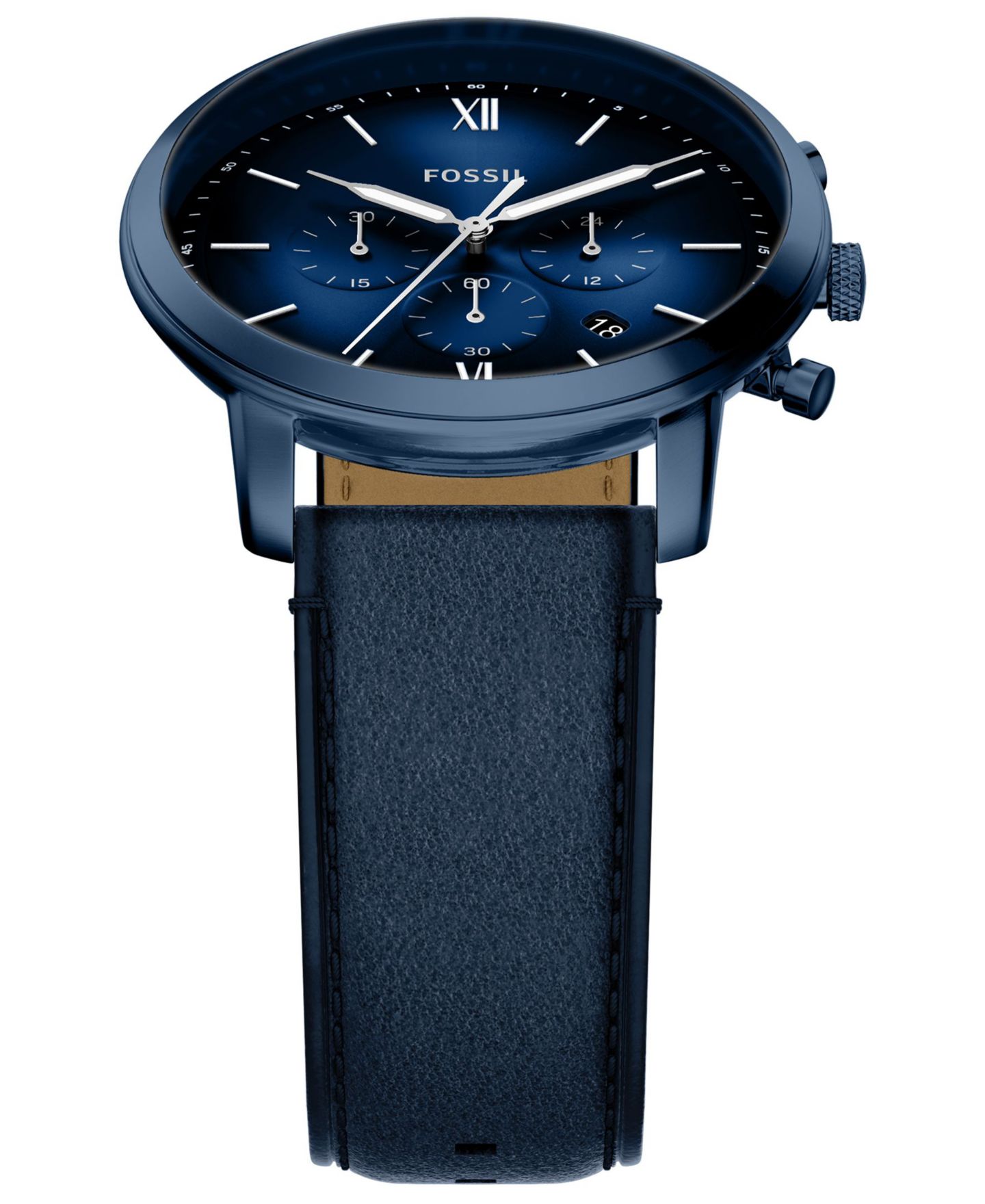 Мужские часы Fossil Neutra Chronograph Navy Leather Watch 44mm — фото 4