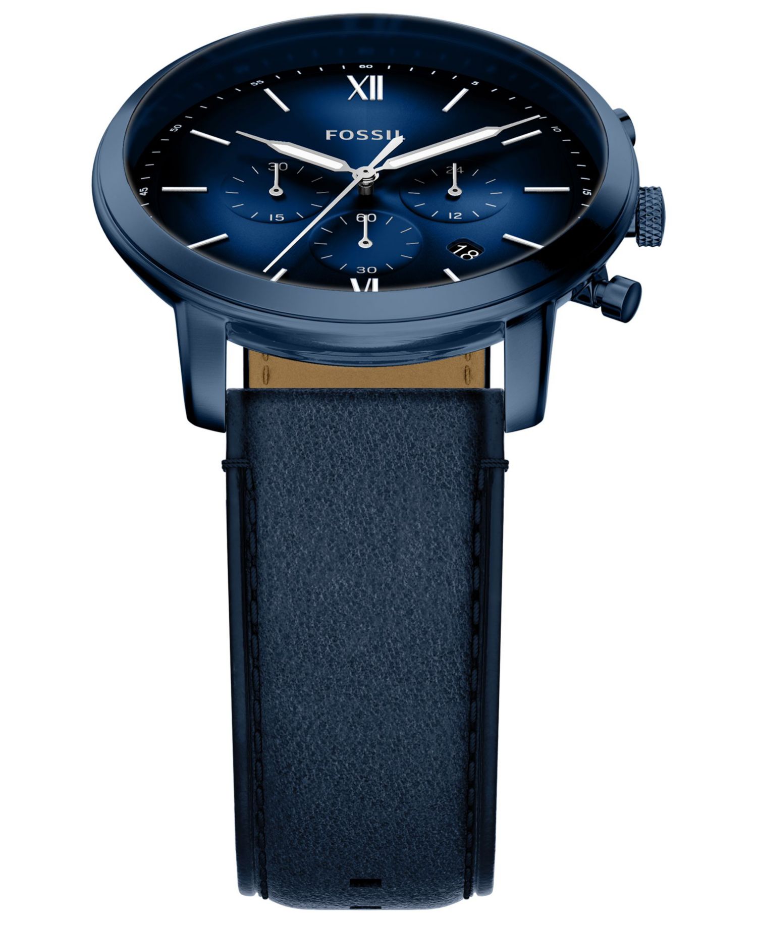 Men's Neutra Chronograph Navy Leather Watch 44mm