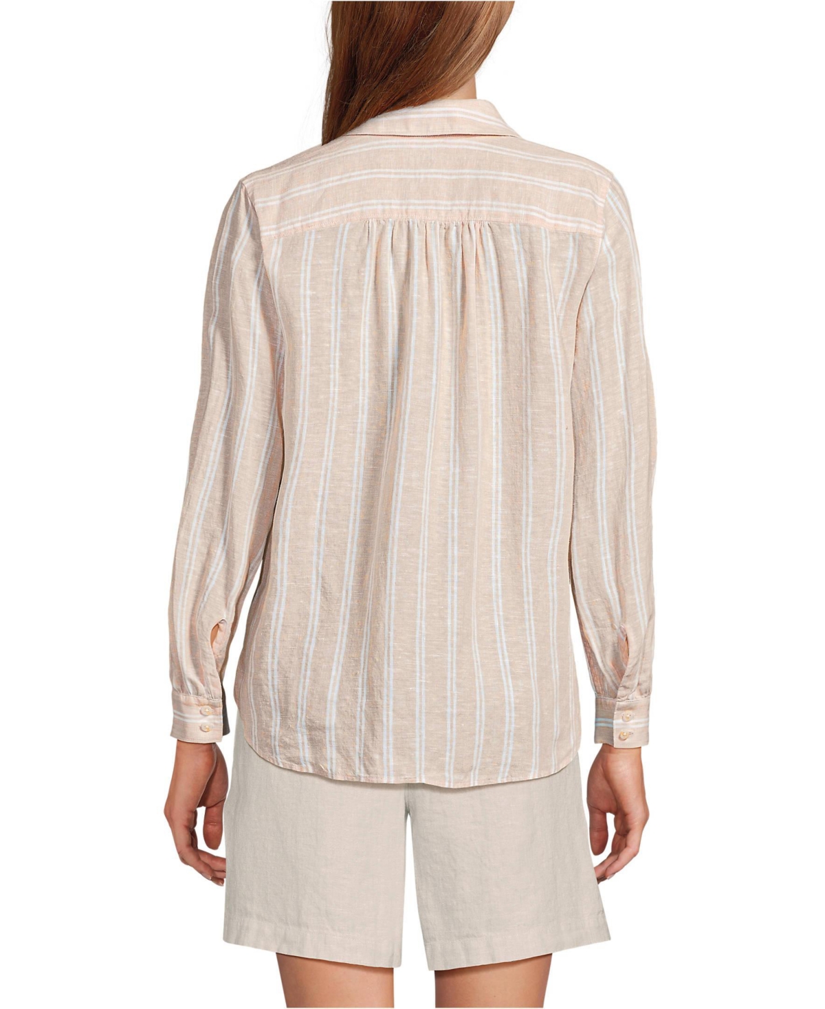 Lands' End Women's Linen Long Sleeve Feminine Shirt