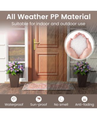 Set of 2 Square Taper Planters with Removable Inner Bucket and Self-Watering System