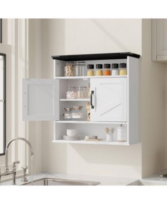 Bathroom Wall Cabinet - Medicine Cabinet with Barn Doors and Adjustable Shelf - Wall Cabinet for Bathroom, Kitchen, Laundry Room, Entryway