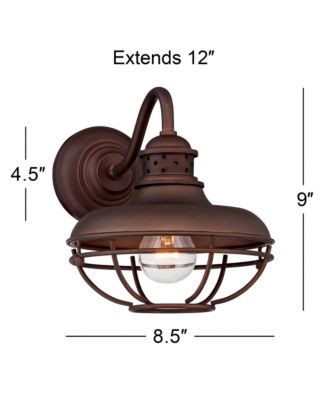 Park Rustic Outdoor Barn Lights Fixtures Set of 2 Oil Rubbed 9" Open Cage for Post Exterior Light Barn Deck Post Light Yard