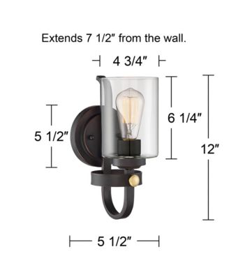 Eagleton Farmhouse Rustic Wall Light Sconces Set of 2 Oil Rubbed Bronze Hardwire 5 1/2" LED Fixture for Vanity
