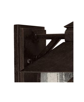 French Garden Rustic Farmhouse Outdoor Wall Light Fixtures Set of 2 Metal 10 1/2" Clear Seedy Glass for Post Exterior