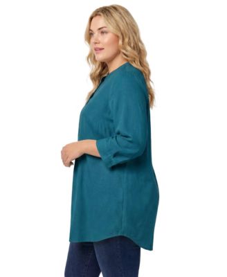 Women's Within Rayon 7-Day Three-Quarter Sleeve Tab-Front Tunic Top