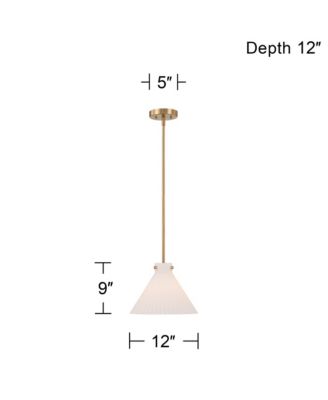 Hannover 12"W Warm Brass Fluted Glass Mini Pendant Light