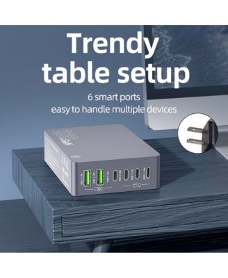 6-Port GaN Desktop Charging Station - 220W Fast Charger with PD & QC