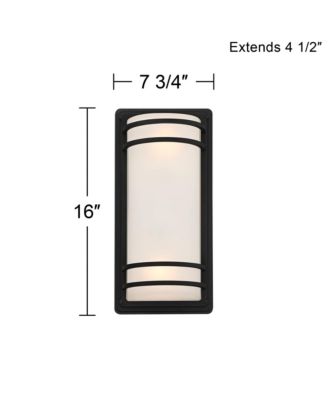 Habitat Modern Industrial Outdoor Wall Light Fixtures Set of 2  Metal Frosted Glass for Post Exterior Barn Deck