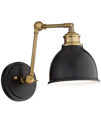 Sania Modern Swing Arm Wall Lamp Brass Plug-in Light Fixture Adjustable Up Down Shade for Bedroom Bedside Living Room Home House