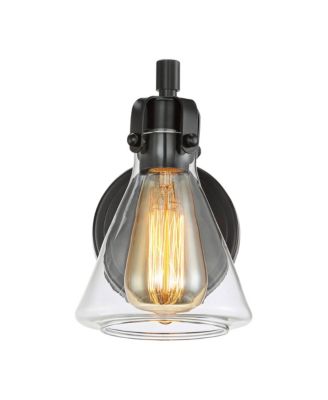 Cindy Rustic Wall Light Sconces Set of 2 Bronze Hardwire 5 1/2" Fixture Clear Glass for Bedroom Bathroom