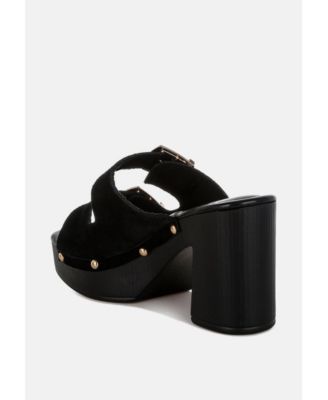 Rag and Co Womens Zoane Studded Dual Buckle Platform Clogs