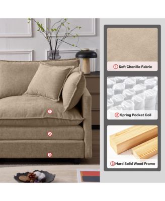 Modern Modular Sectional Sofa, 105" Convertible L Shape Chenille Couch, 3-Seater Sofa with Movable Footrest for Home Living Room