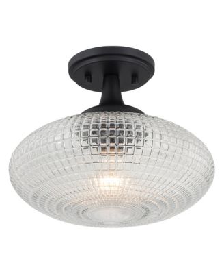Possini Euro Voltri 12"W Matte and Vintage Glass Ceiling Light