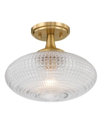 Possini Euro Voltri 12"W Warm Brass and Vintage Glass Ceiling Light