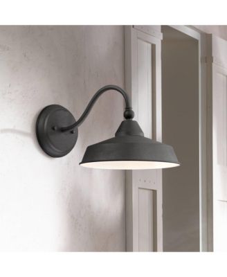 Willard Rustic Industrial Farmhouse Outdoor Barn Light Fixture Textured LED Gooseneck 8 3/4" for Exterior Barn Deck House Porch