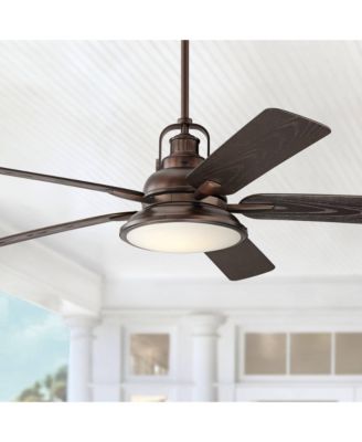 60" Wind and Sea Bronze Fan with Rod for 10-Ft Ceilings and Remote