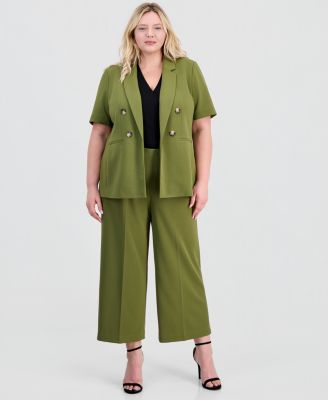 Plus Size Short-Sleeve Open-Front Blazer
