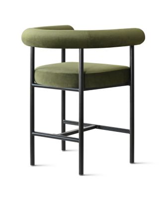 1 Piece Velvet Counter Height Stool with Arms Back and Metal Legs