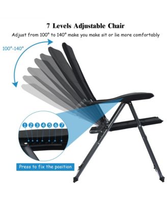 4PCS Patio Folding Chairs Back Adjustable Reclining Padded Garden Furniture