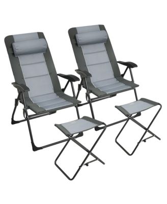 4PCS Folding Patio Recliner Chair and Ottoman Set w/ Adjustable Backrest