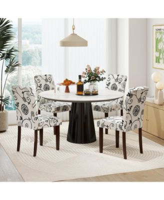 Button Tufted Upholstered Dining Chairs Set of Two