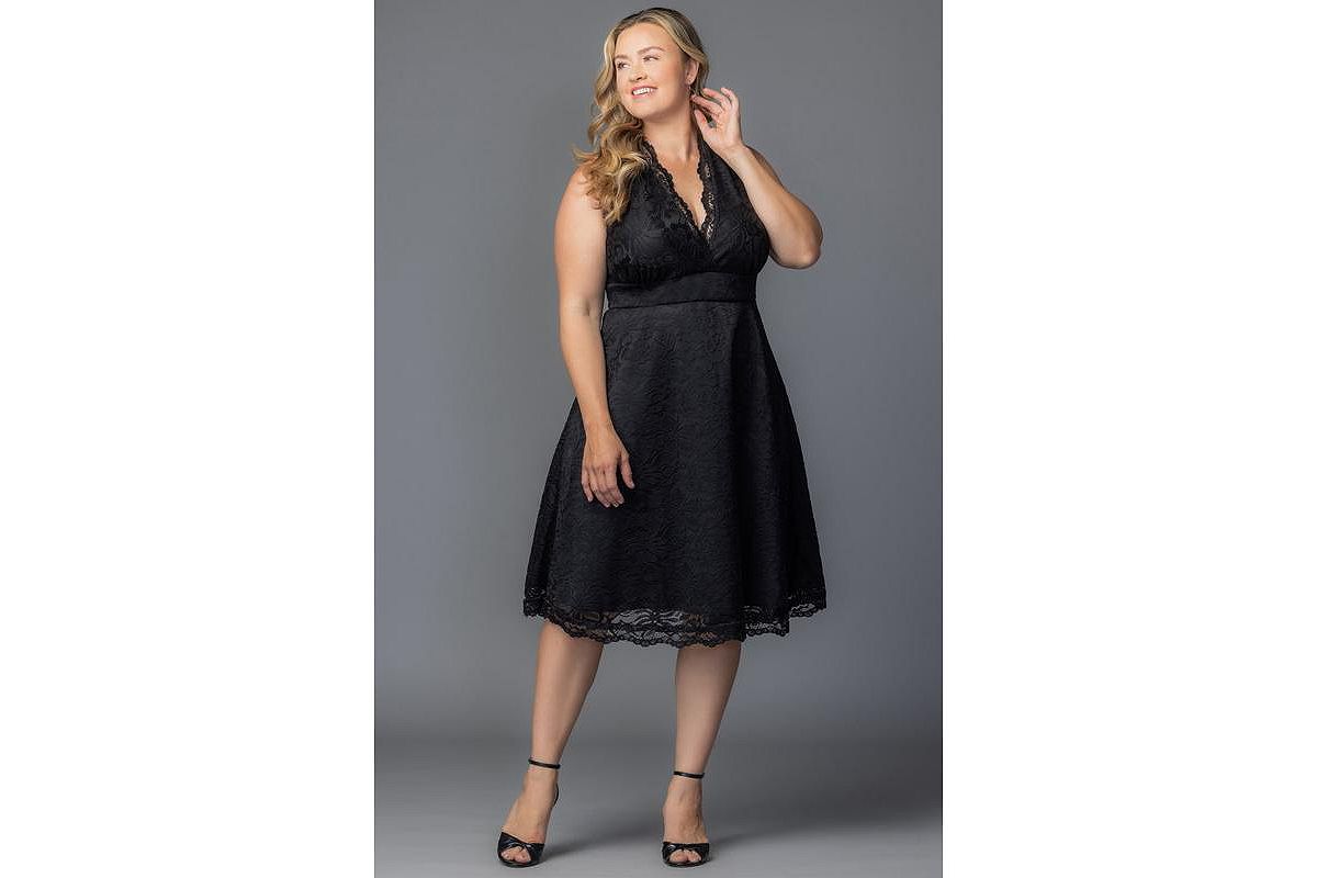 Kiyonna Plus Size Pin Up Boudoir Sleeveless Lace Cocktail Dress view 5 — MAYCSS fashion products