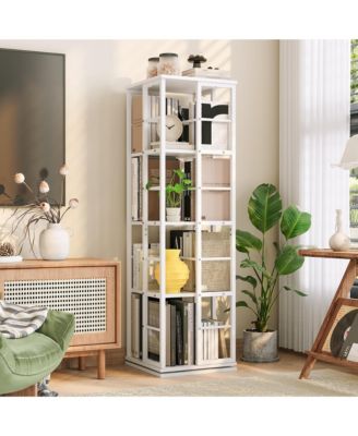 360degree Rotating Corner Bookshelf, Industrial Floor Standing Storage Organizer
