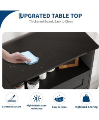 Farmhouse Storage Cabinet with Doors and Drawers, Freestanding