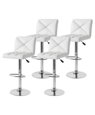 4 PCS Bar Stools PU Leather Swivel Bar Chairs Height Adjustable Upholstered Barstools