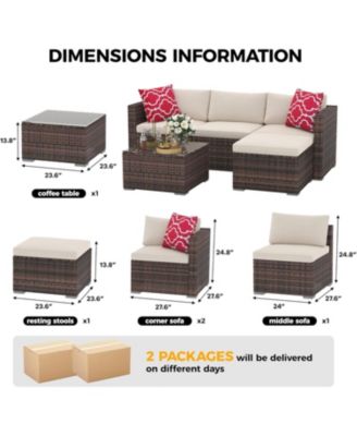 Patio Furniture Set, Outdoor Glass Table and Cushions with Rattan Wicker Chairs, Patio Furniture Set for Porch, Balcony, Backyard