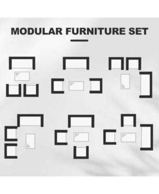 4 Pieces Patio Furniture Set, Outdoor Furniture with Soft Cushions and Coffee Table, All-Weather Rattan Outdoor Patio Set with Seats