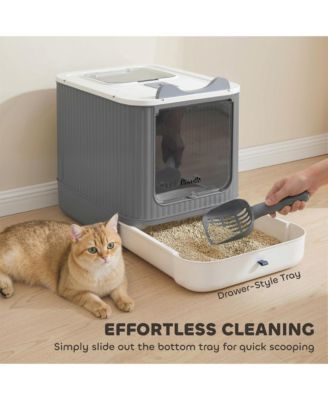 Cat Litter Box with Lid, Enclosed Litter Box for Medium Cats