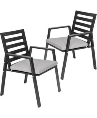Chelsea Outdoor Dining Armchair Set of 2, Modern Patio Chair with Aluminum Frame, Weather Resistant UV-Protected Cushions Olefin Fabric