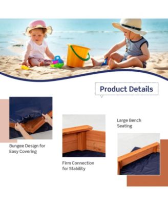 Kids Hexagon Wooden Sandbox with Cedar Seat Boards