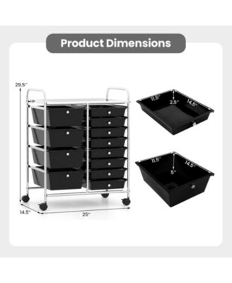 12-Drawer Utility Rolling Cart with Drawers Multi-Use Storage